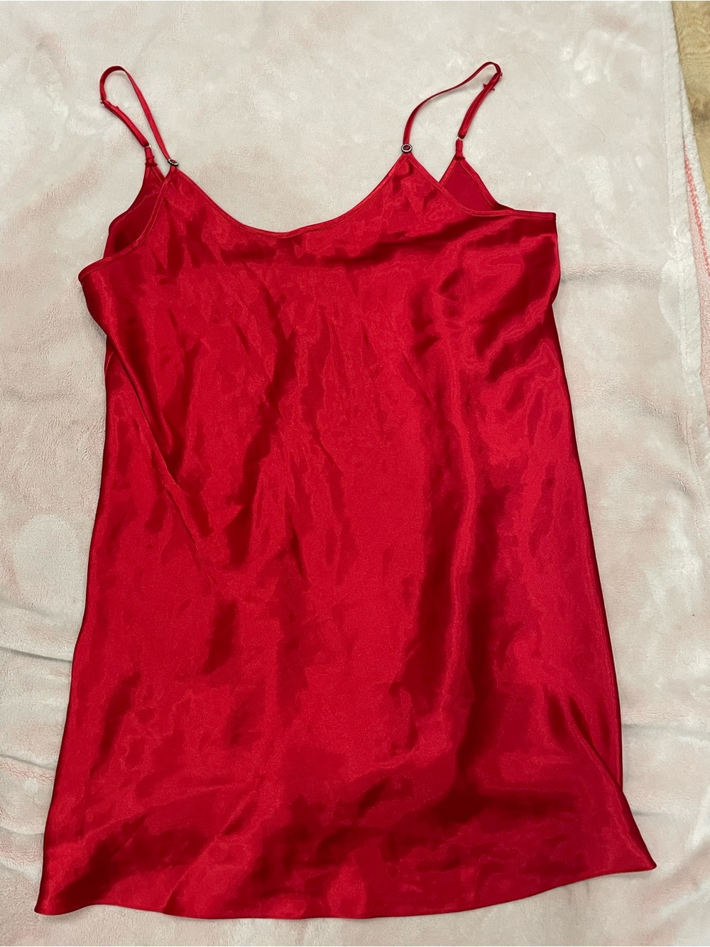 Vintage La Senza Red Satin Cani Too - Low Scoop Back & Rhinestone Detail Size XL